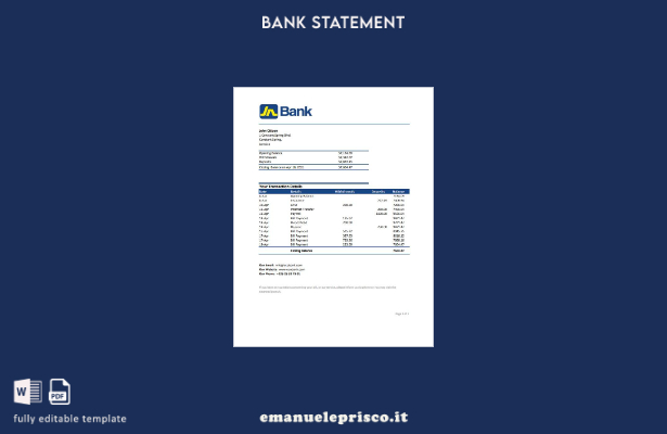 modello excel di estratto conto nazionale giamaicano in stile verificato